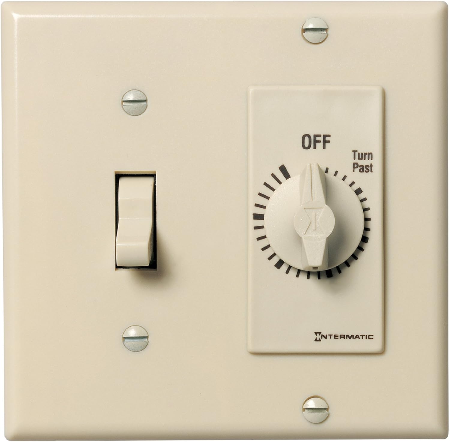 Intermatic FD5M 5-Minute Spring-Loaded Automatic Shut-off In-Wall Timer for Fans and Lights, Ivory