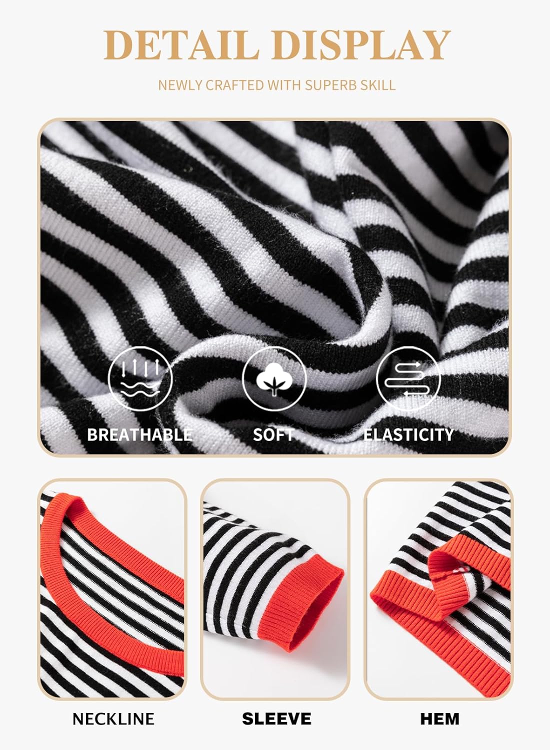 Eytino Plus Size Sweaters for Women Casual Striped Color Block Long Sleeve Round Neck Pullover Jumpers Tops(1X-5X) - Image 5