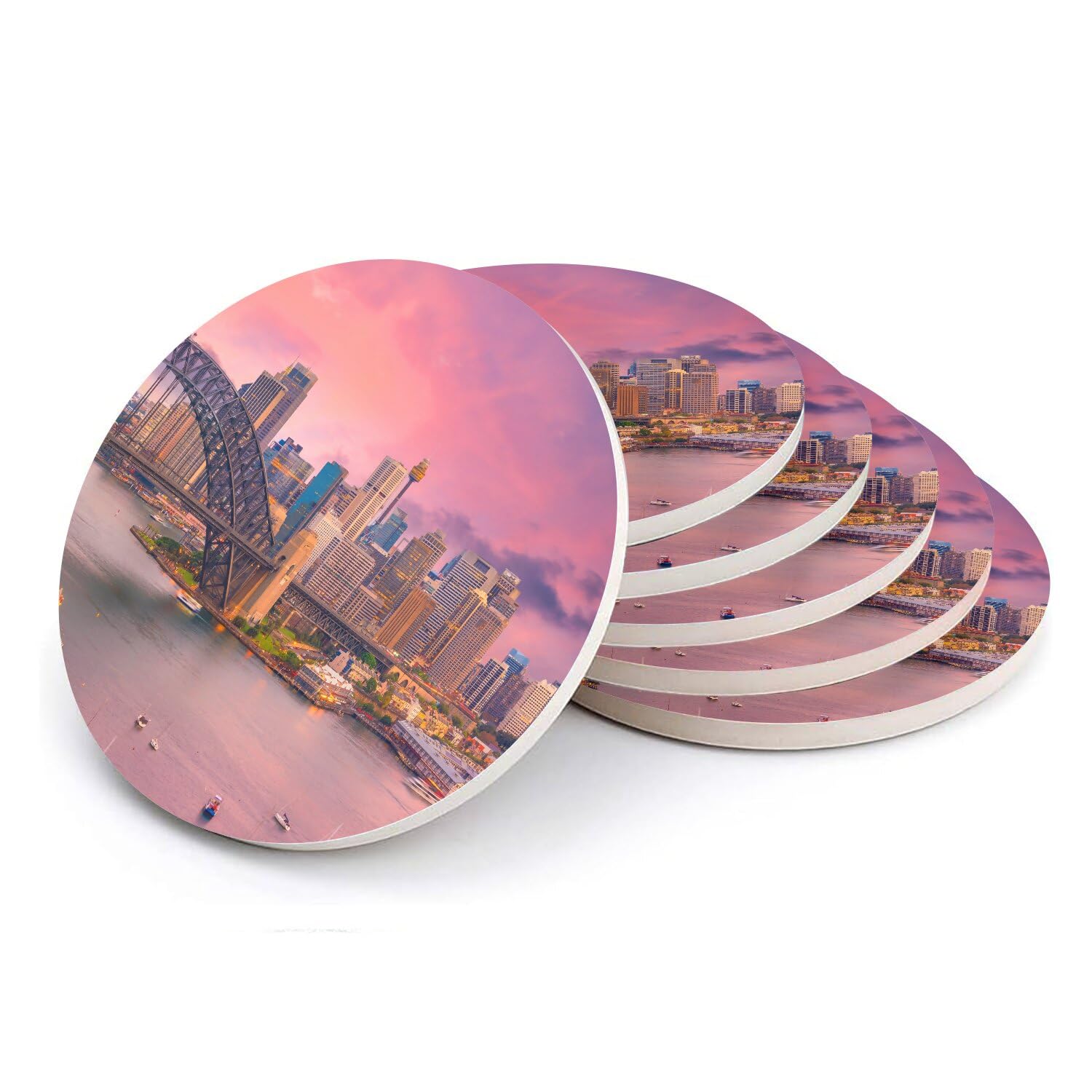 Sous-verre ronds en céramique Sydney Skyline Australie idée cadeau voyage