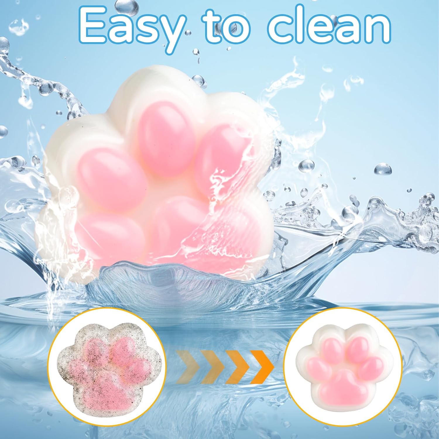 Taba Soft Cat Paw Squeeze Toy - Large Fluffy Sticky Pads Stress Relief for Adults, Handmade Silicone Sensory Fidget Toys for Anxiety & ADHD, (2pack)