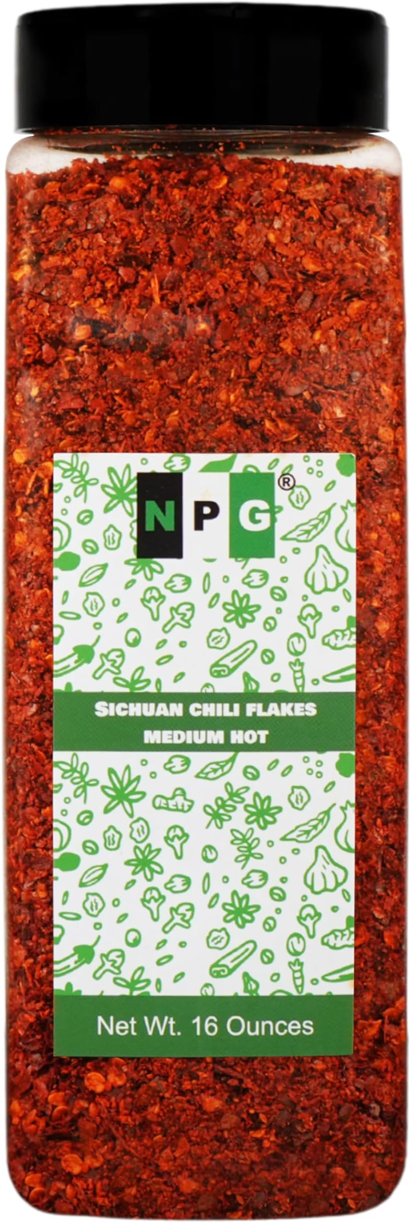 NPG Authentic Sichuan Chili Flakes 1LB 16 Ounces, Medium Hot, Szechuan Crushed Red Pepper Flakes Powder Bulk, Spice Seasoning for Making Kimchi, Chili Oil, Stir-fry, Pizza, Salads, BBQ, and Tacos