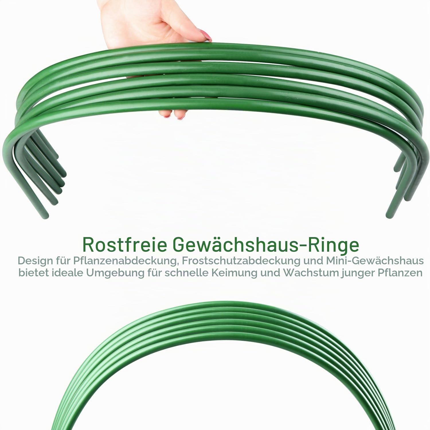 Tunnelbögen, 6 Stück, hoher Garten-Stützrahmen, Gewächshaus-Reifen, Pflanzentunnel für Gartenstoff, Gartenpfähle, 120 cm lang, Stahl