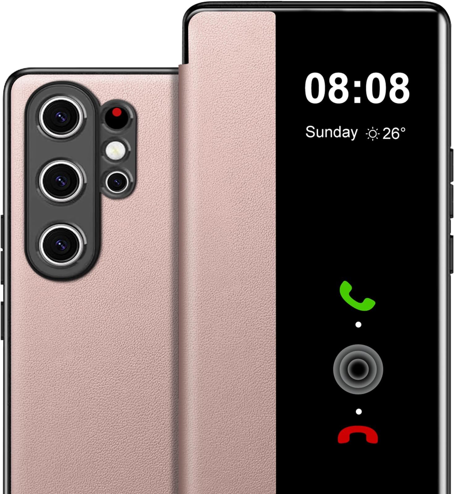 Flip Case for Samsung Galaxy S26 Ultra Case S View, Clear View Flip Folio PU Leather & Hard PC Phone Cases, Luxury Anti-Scratch Flip Cover for Samsung Galaxy S26 Ultra Smartphone (Pink)