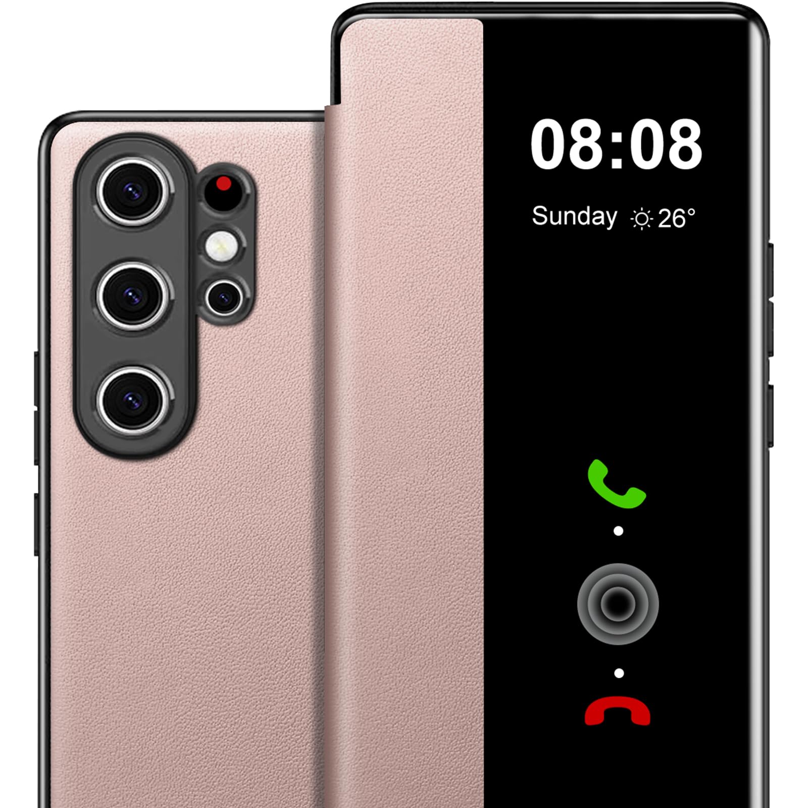 Flip Case for Samsung Galaxy S26 Ultra Case S View, Clear View Flip Folio PU Leather & Hard PC Phone Cases, Luxury Anti-Scratch Flip Cover for Samsung Galaxy S26 Ultra Smartphone (Pink)