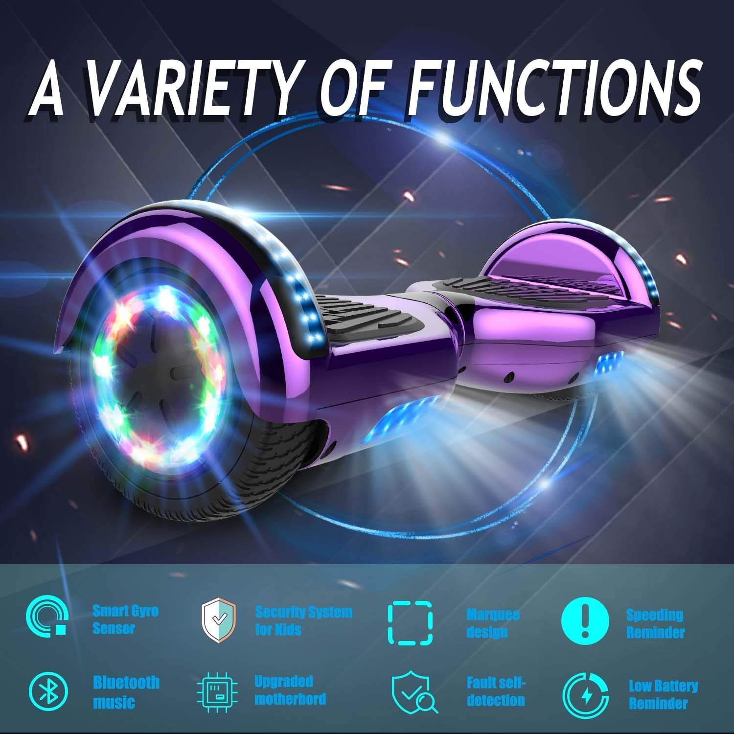 GeekMe Hoverboards mit Sitz, Hoverboards Go-Kart mit Bluetooth-Lautsprecher LED-Leuchten, Geschenk für Kinder Jugendliche Erwachsen