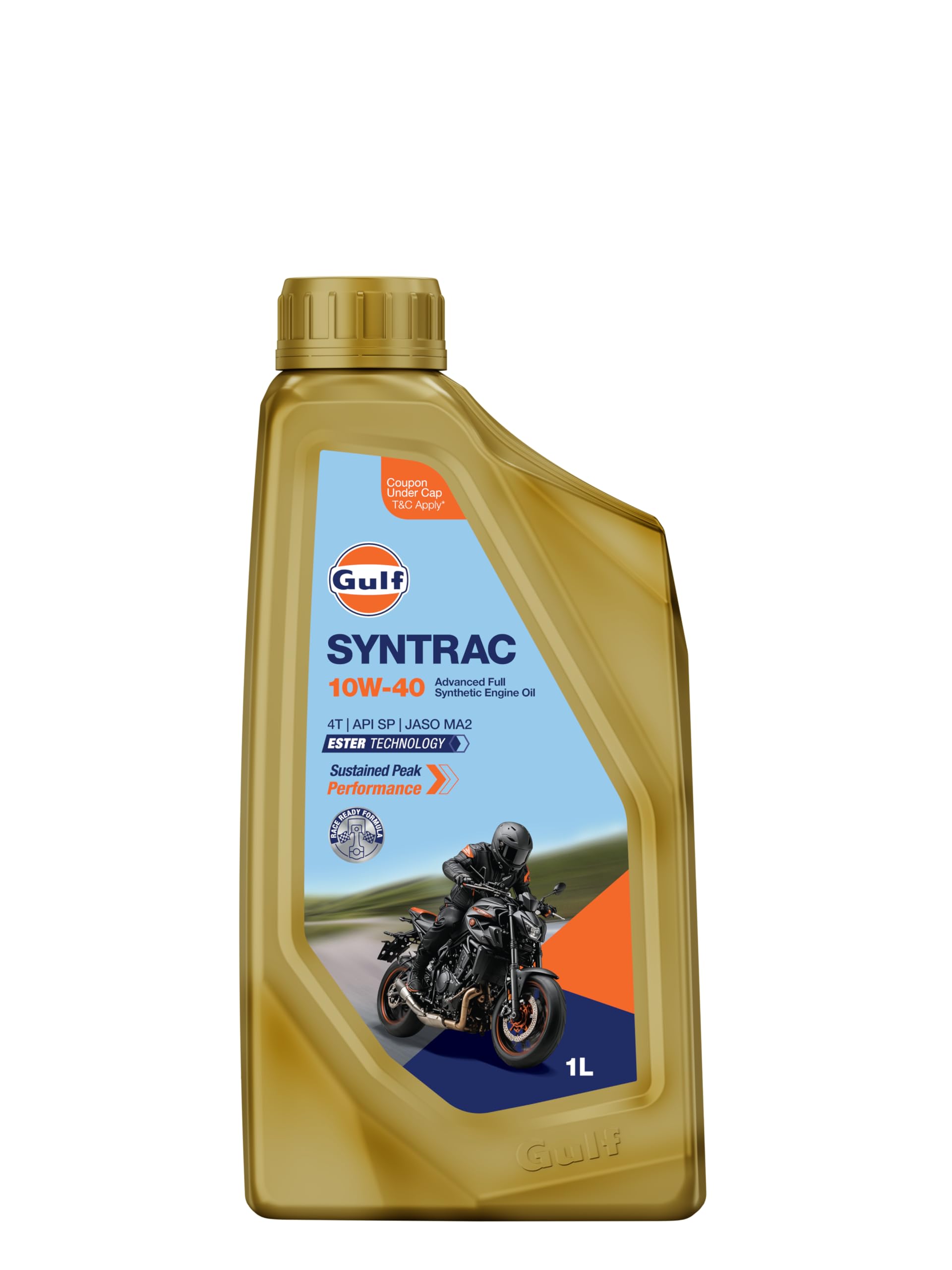 SYNTRAC 10W-40 4T API SP, JASO MA2 | Ester Technology | 2 Wheeler Bike Advanced 100% Full-Synthetic Engine Oil [1 L] - Pack of 1