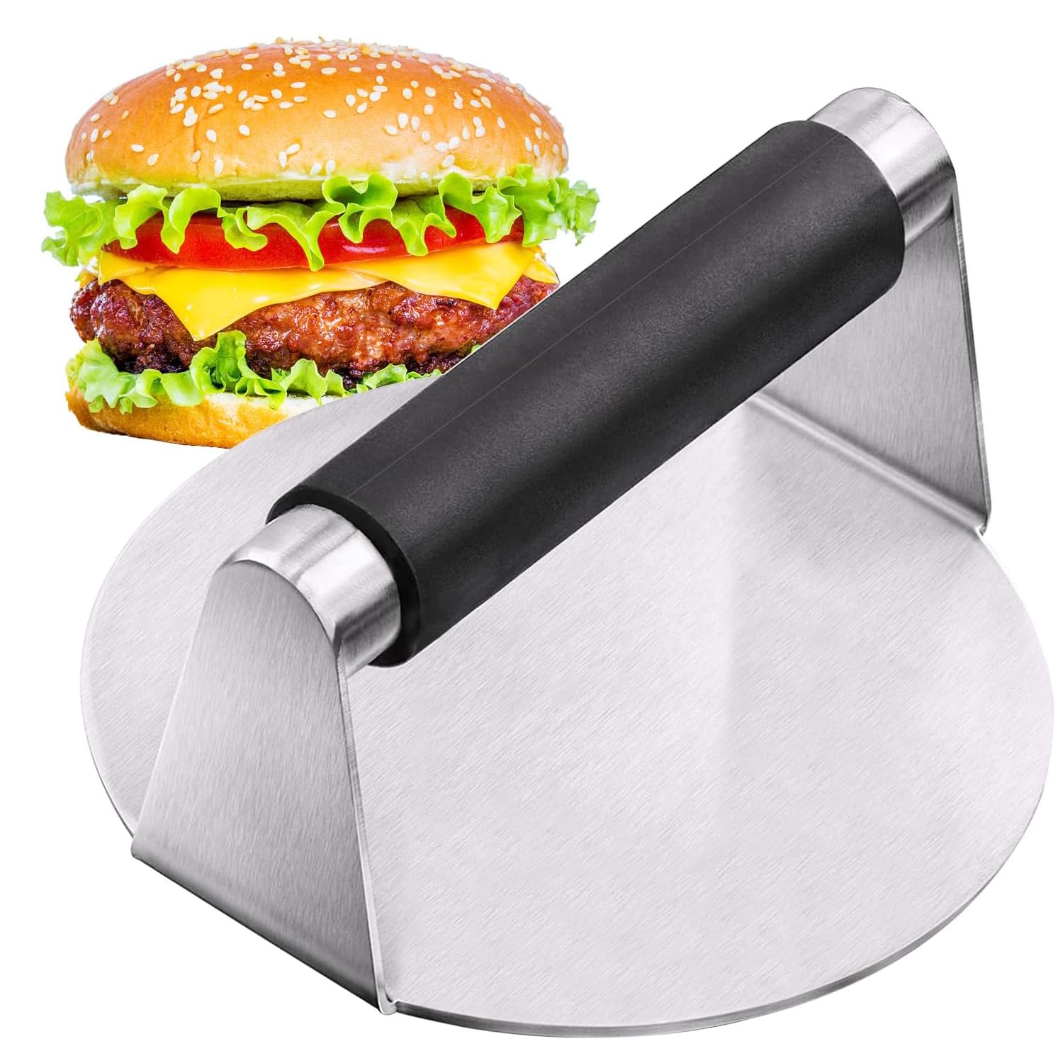 Smash Burger Press, 5,5 Pollici Pressa per Hamburger, Professionale Pressa per Hamburger in Acciaio Inox,Pressa per Biscotti Hamburger per Piastra Piatta Griglia, Bistecche, Panini, Barbecue
