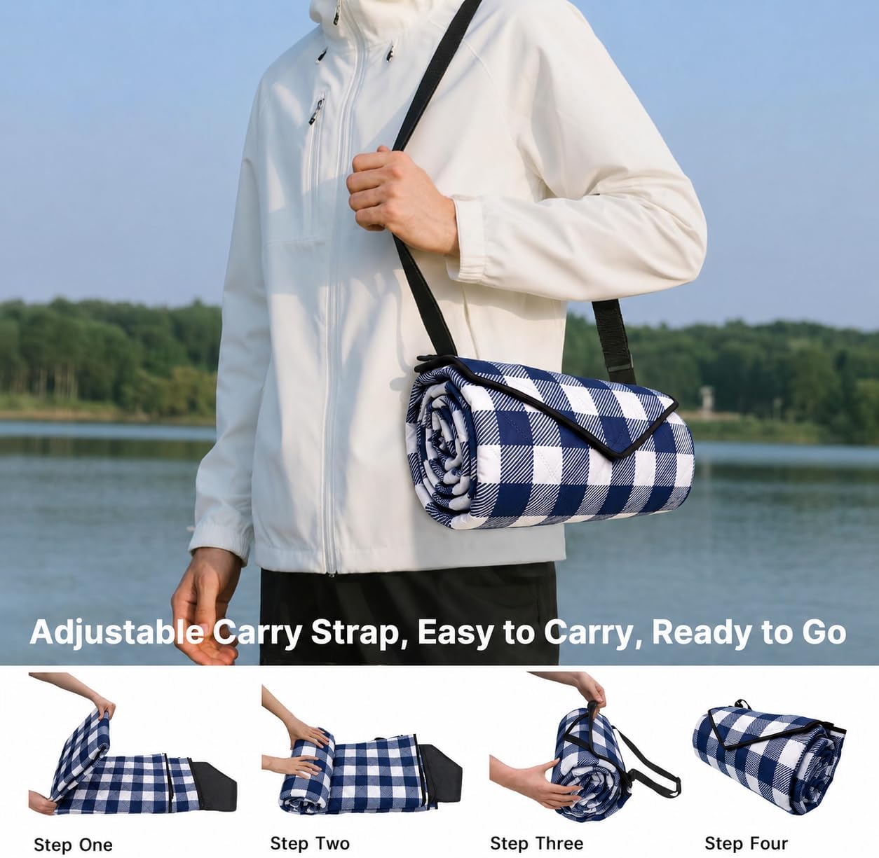 TigeJoy Extra Large Picnic Blanket Waterproof Beach Blanket 80''x118'' image 5