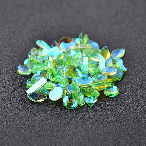 Miniatura 9 de 100 piezas de diamantes de imitación de cristal Aurora de formas mixtas para arte de uñas, gemas iridiscentes transparentes desnudas con parte