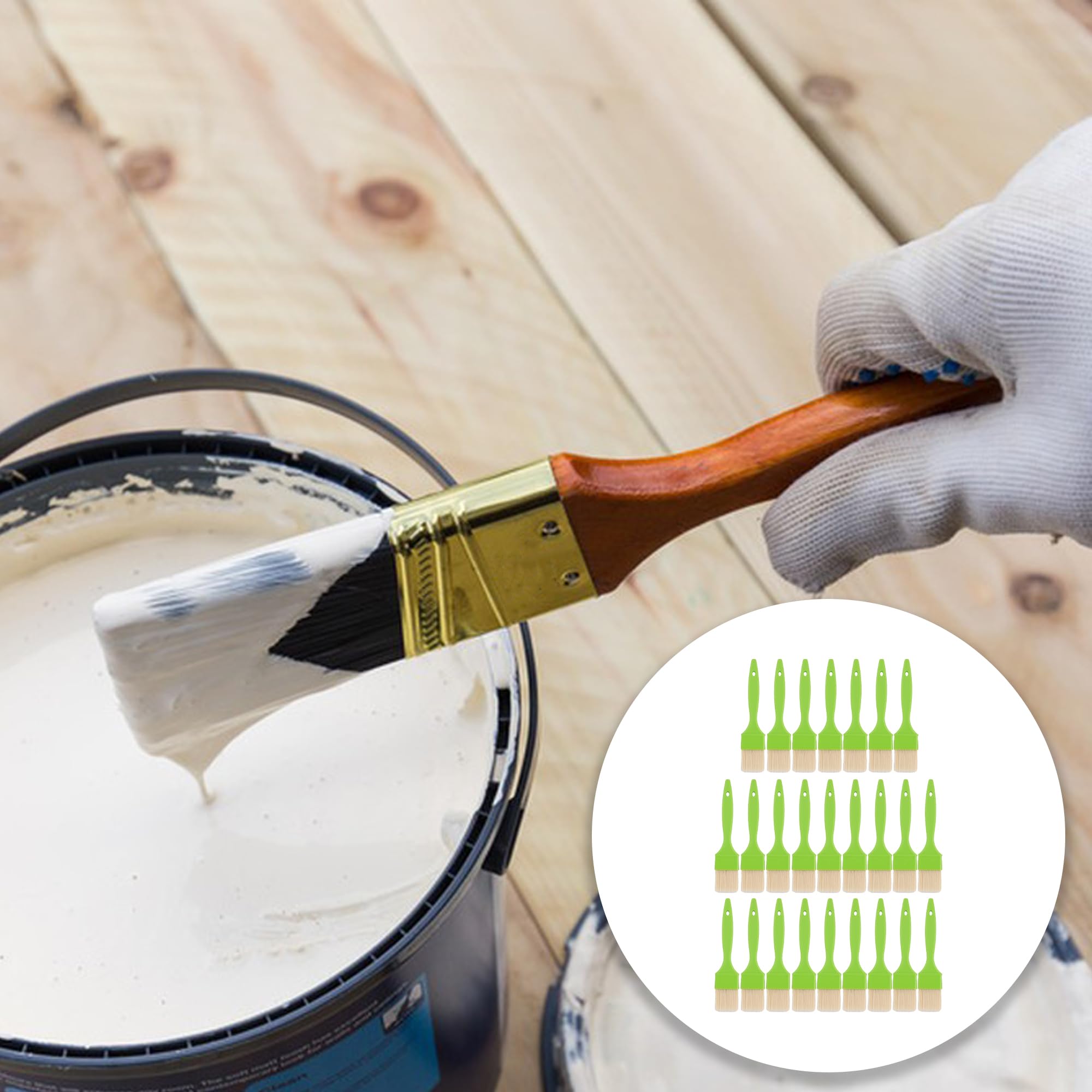 25 pinceles de pintura de 2 pulgadas para pintores profesionales con mango de plástico verde