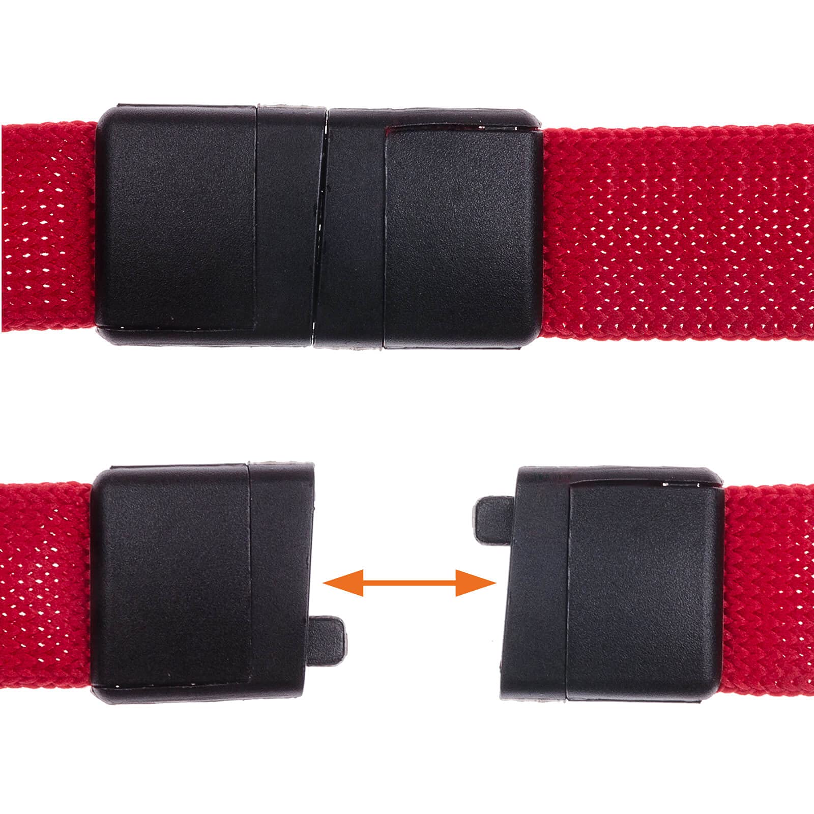 Karteo Schlüsselband mit Ausweisjojo rot [50 Stück] Lanyard mit Sicherheitsverschluss und Ausweishalter ausziehbar mit Vinylstrap für Kartenhalter Ausweise Karten