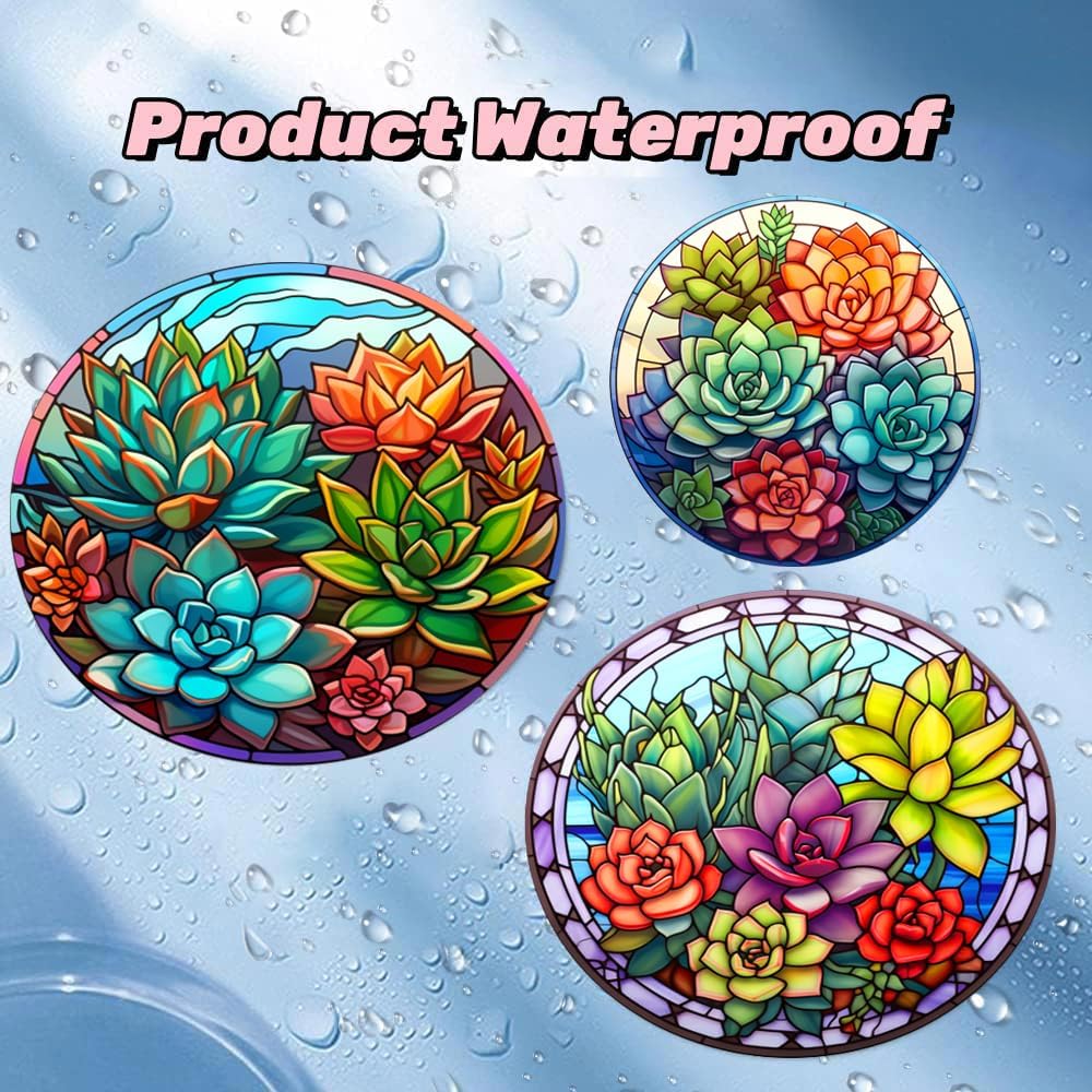 6pcs Succulent Plants Diamond Art Coasters Kits with Holder DIY Diamond Paintings Coasters for Beginners, Adults, Cactus Diamond Art Crafts Supplies image 3