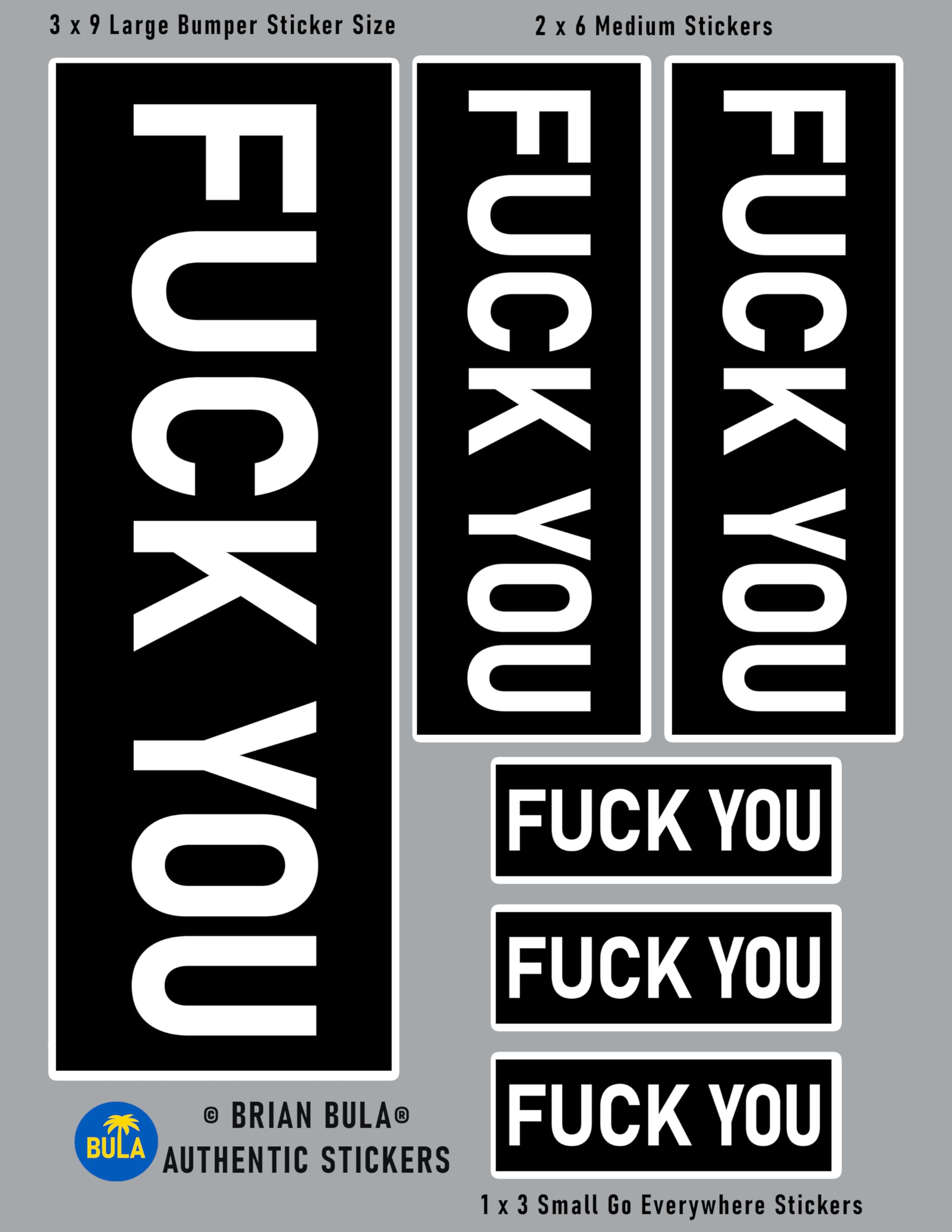 Amazon.com - 6 pcs Fuck You Sticker Deal Large 3x9 Car Bumper, (2