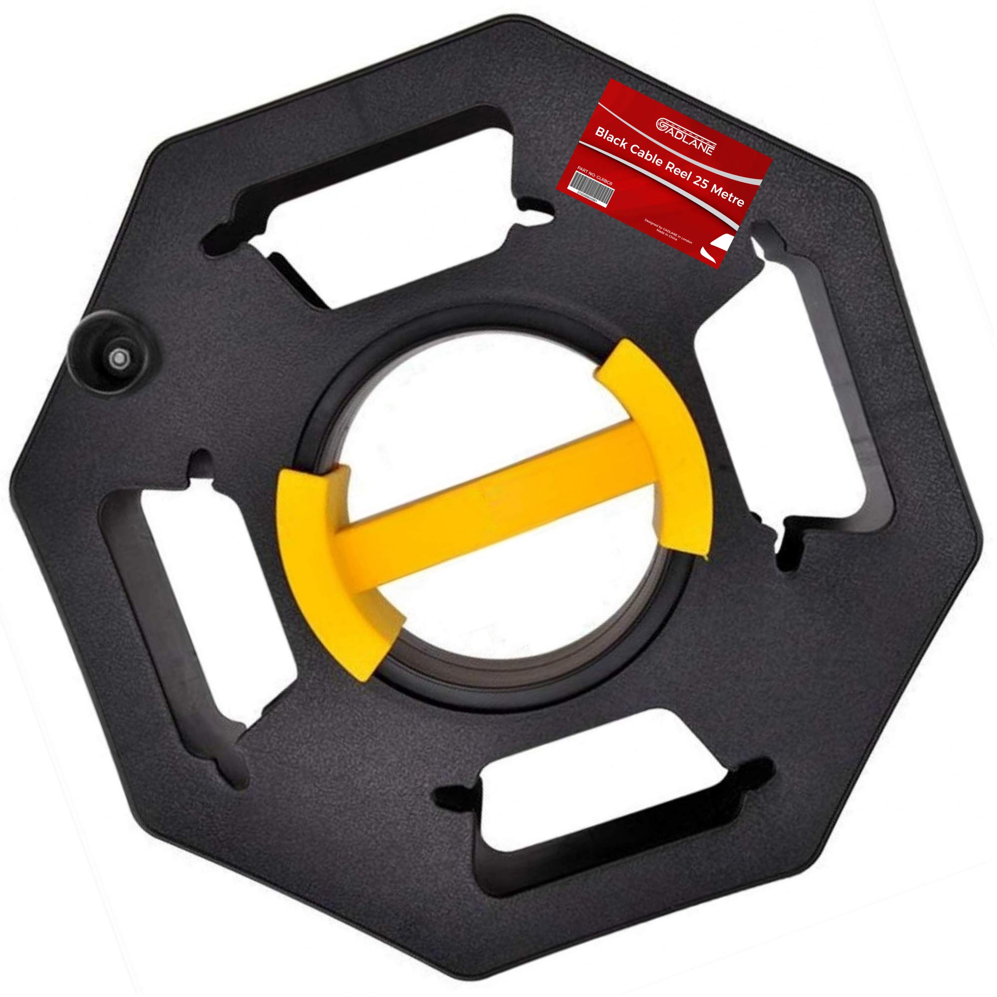 GADLANE Heavy Duty Black Cable Tidy Reel 25 Metre Revolution Extension