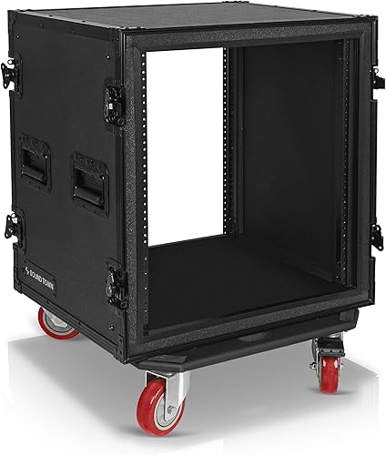 Miniatura 41 de Sound Town Shock Mount 12U ATA Rack Case con 21" de profundidad y ruedas, tamaño de 12 espacios - Grado Pro Tour (STRC-SP12UW)