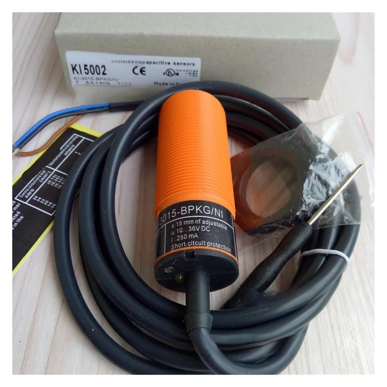 JHPWKRMU KI5002 Capacitive Proximity Switch Sensor M30 PNP NO Sensing range 15mm 10-36VDC