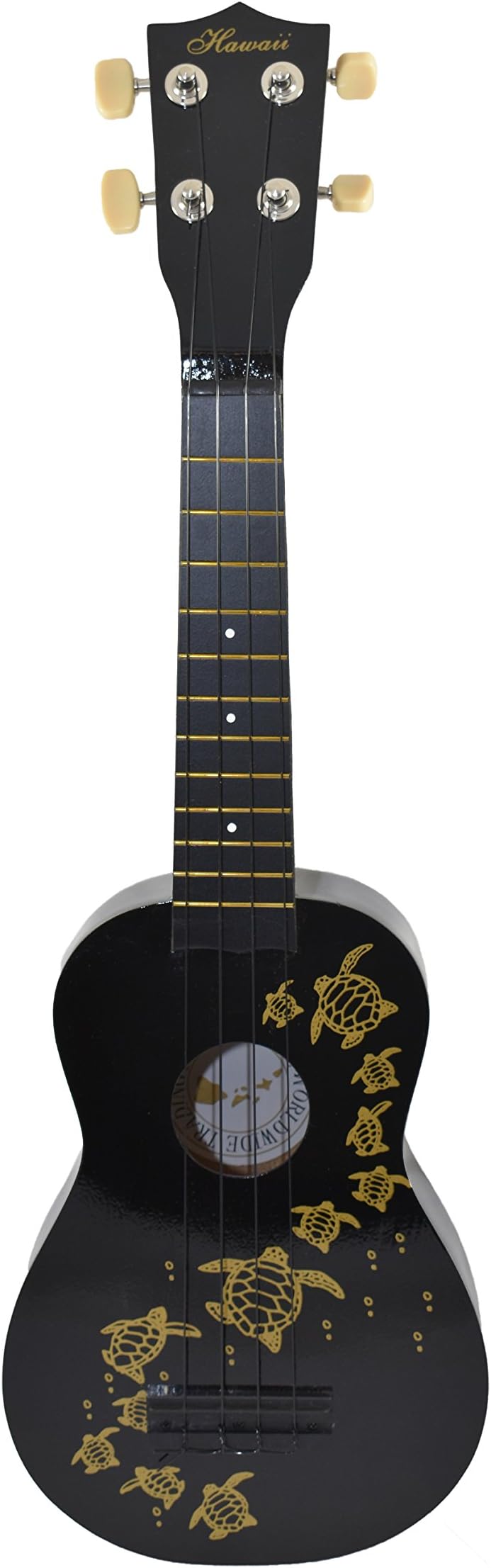 Soprano Black Ukulele Multi Turtles 21"