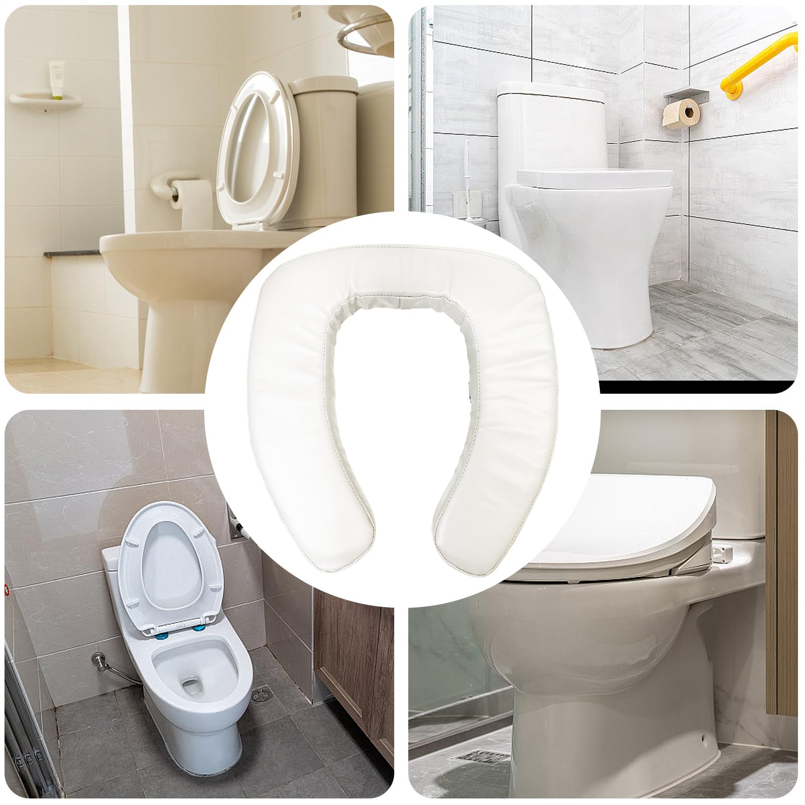 Supporto per WC – Rialzo ergonomico imbottito antiscivolo, sedile impermeabile per WC, facile da installare con comodo supporto, strumento di accessibilità per il bagno per sedersi e stare in piedi in
