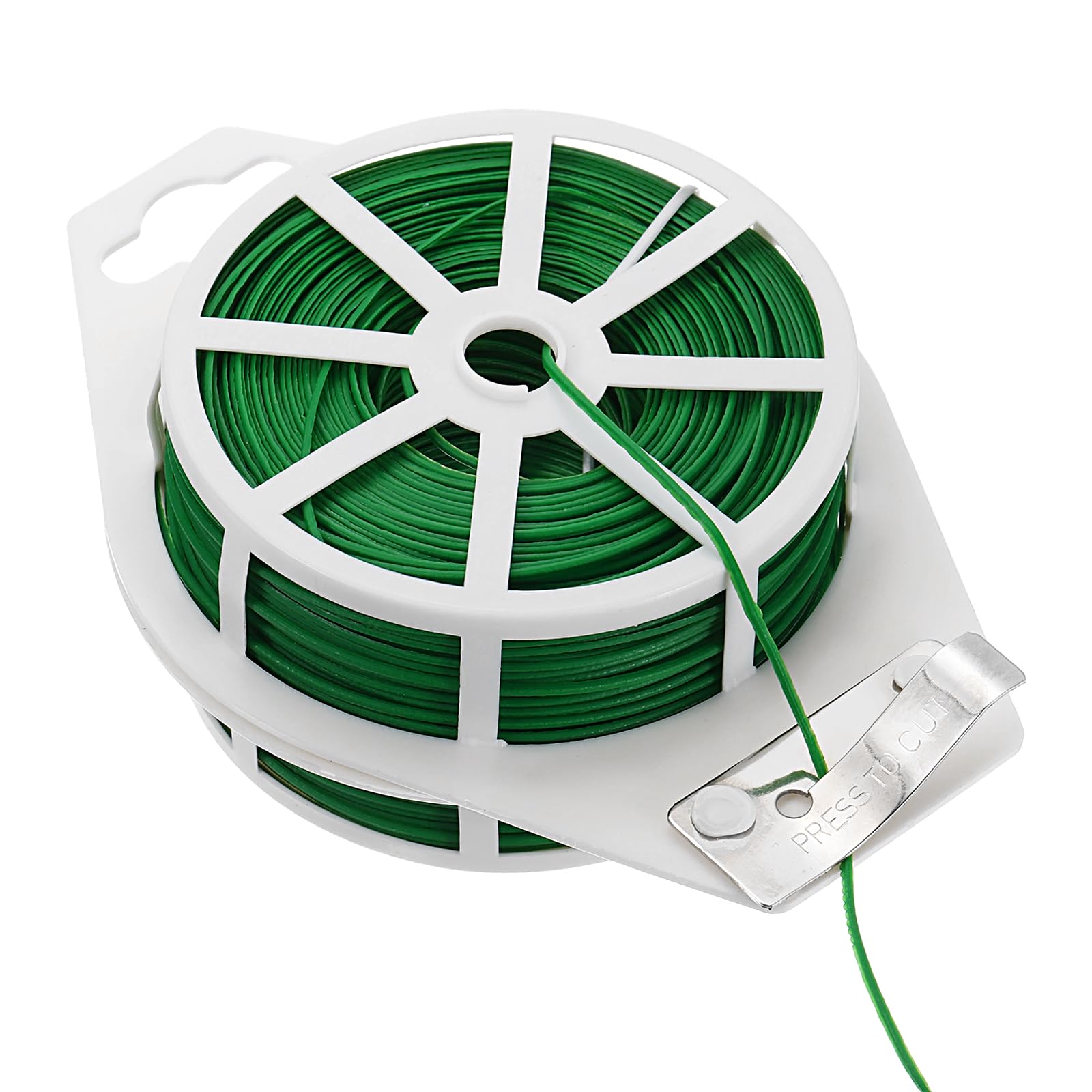 sourcing map Twist Tie with Cutter 656FT (200m) Garden Plant Ties Garden Twine Support Wire for Gardening Plant Support Growth Care Home Office Cable Organization, Green
