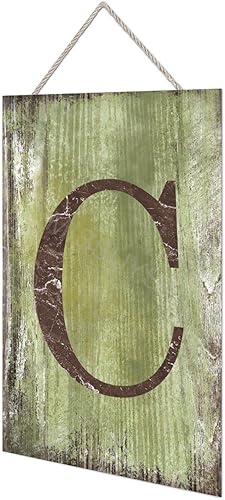 Vista 271 de Letrero colgante de madera con letra J, letrero de madera para decoración del hogar, 26 letras del alfabeto de metal, placa de madera, decoración