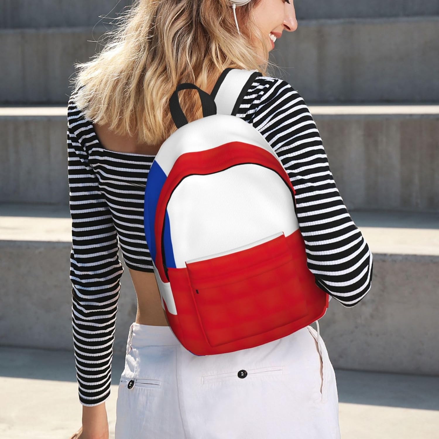 Flag Of Chile Print Canvas Laptop Backpack Outdoor Casual Travel Bag Daypack Book Bag For Men Women