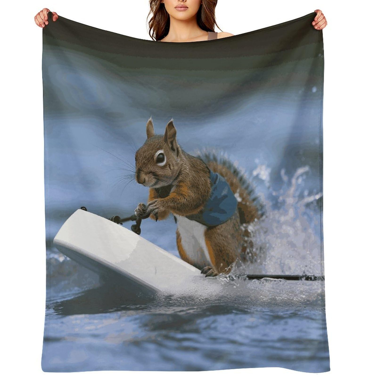 Water Skiing Squirrel Blankets Flannel Soft Blanket for Couch Warm Cozy Throw Blankets Fashion Bed Blanket Thick Bath Towel Bedspread Tapestry for Home Supplies Gift 40"x50"
