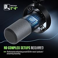 Vista 6 de FIFINE - Kit de micrófono de podcast K688, micrófono dinámico USB/XLR con brazo articulado para PC/mezclador XLR, micrófono para juegos con botón