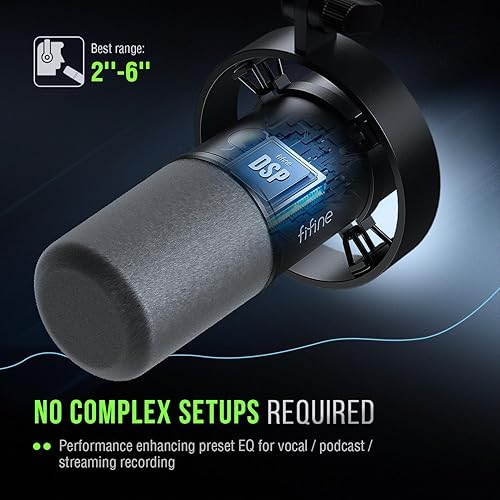 Miniatura 6 de FIFINE K688 Kit de micrófono para podcast, micrófono dinámico USBXLR con brazo de brazo para mezclador PCXLR, micrófono para juegos con botón de