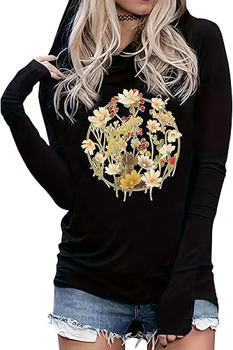 Live by The Sun Love by The Moon Hoodie Women's Sun and Moon Casual Long Sleeve Sweatshirt Round Neck Pullover Tops (S, Black 5)