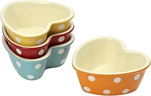 Dexam Polka Dot Heart-Shaped Ramekins, Set of 4, Multi-Colour