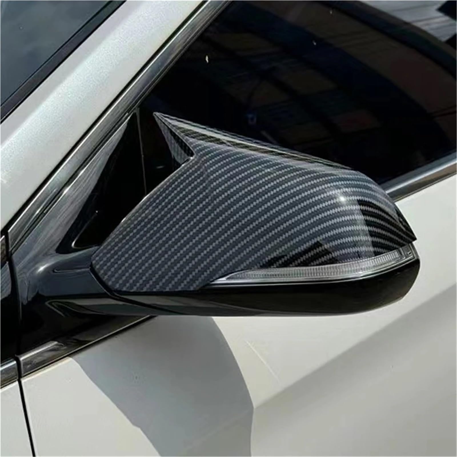 Auto Spiegelkappen Für Hyundai Für Sonata 2015 2016 2017-2019 | 1 Paar Carbon Look Seite für Wing Cap Außentür Spiegelabdeckung Rückansicht Abdeckung(Carbon)