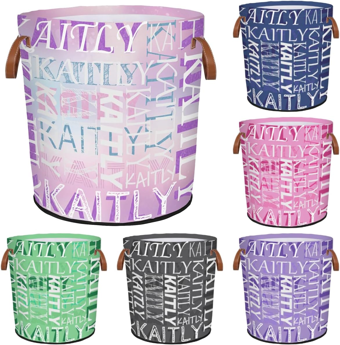 Custom Name Collapsible Laundry Basket With Handles Personalized Waterproof Oxford Cloth Dirty Clothes Hamper for Bathroom, Bedroom, Living Room (Design 2)