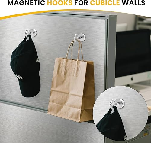 Vista 2 de DIYMAG Ganchos magnéticos para colgar accesorios de cubículo, 118 libras 2025 cruise Cabin Ship Essentials, gancho magnético resistente con imanes