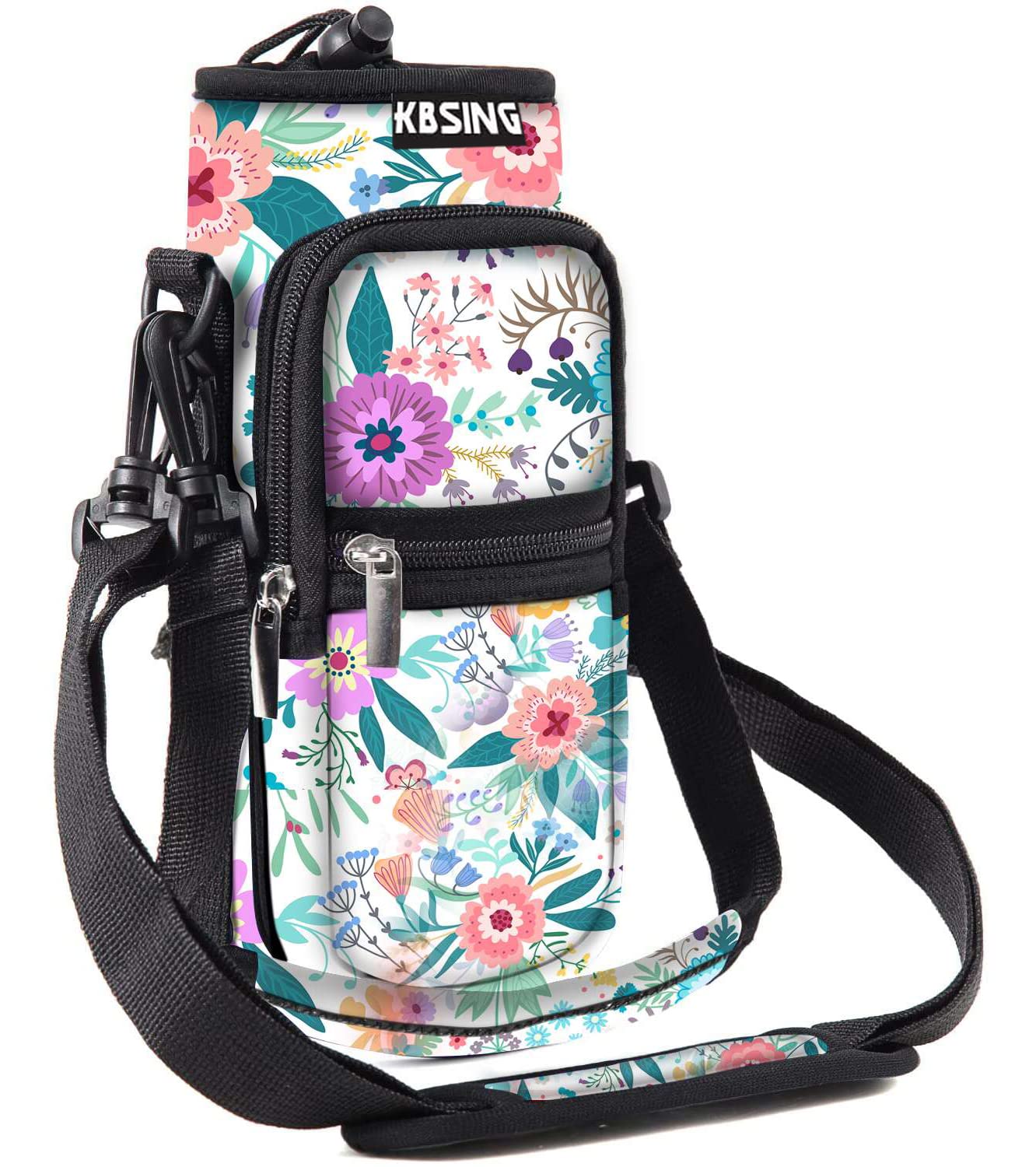 Water Bottle Carrier Holder Sling Bag Sleeve 25oz 32oz Crossbody Water Bottle Case Cover with Strap Pockets for Men/Women Walking Hiking Camping (32 oz, BS32-01)