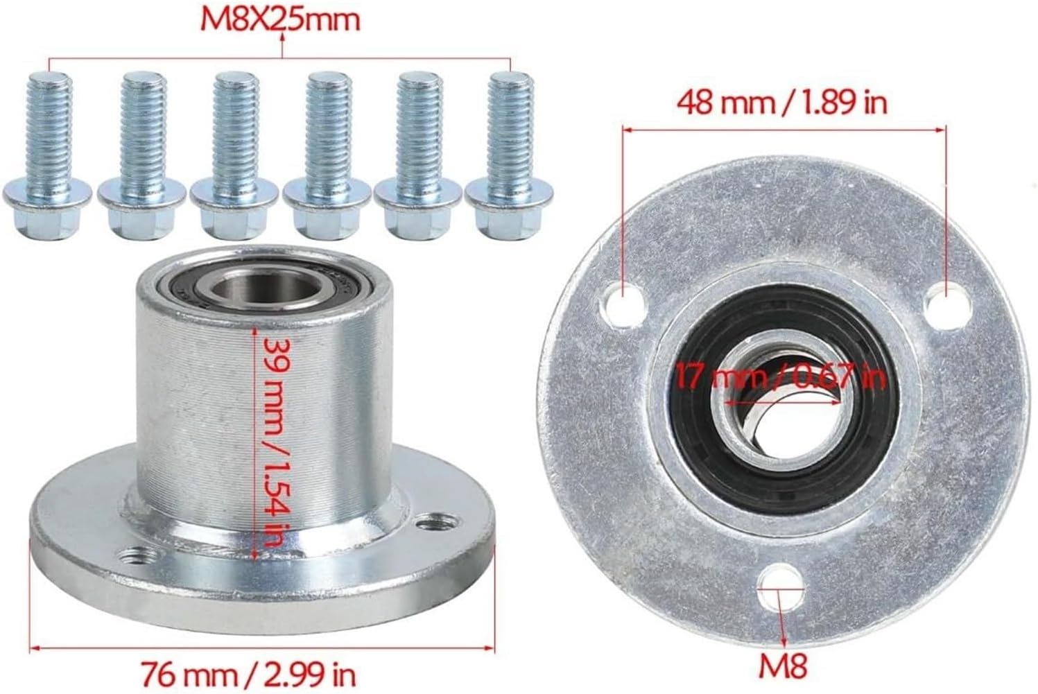Ront Wheel Hubs 17mm 3 Stud Front Wheel Hub for Go Kart Drift Trike ATV Quad Buggy(Hub+Steering Spindle)