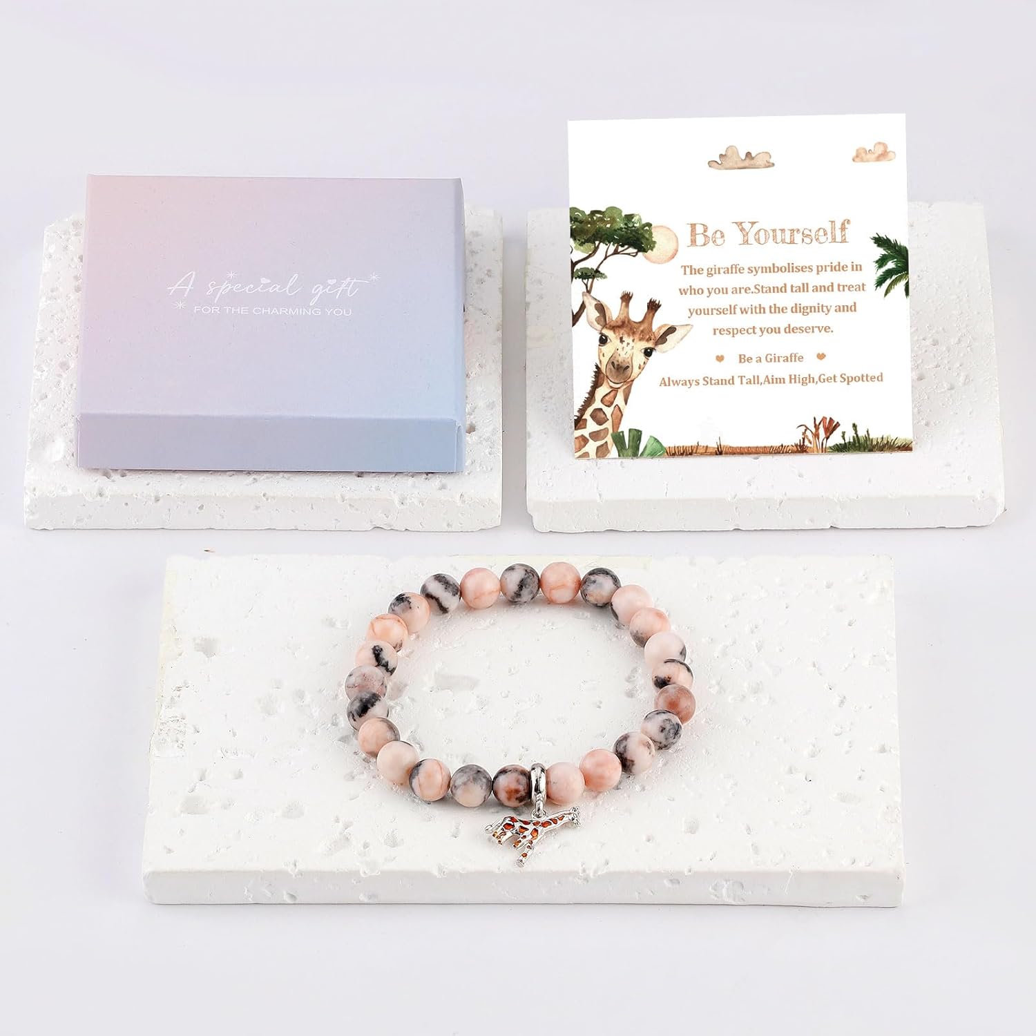 ARHTF Giraffe Gifts Giraffe Bracelet for Women Giraffe Gift for Giraffe Lover Pink Zebra Gifts for Women - Image 4