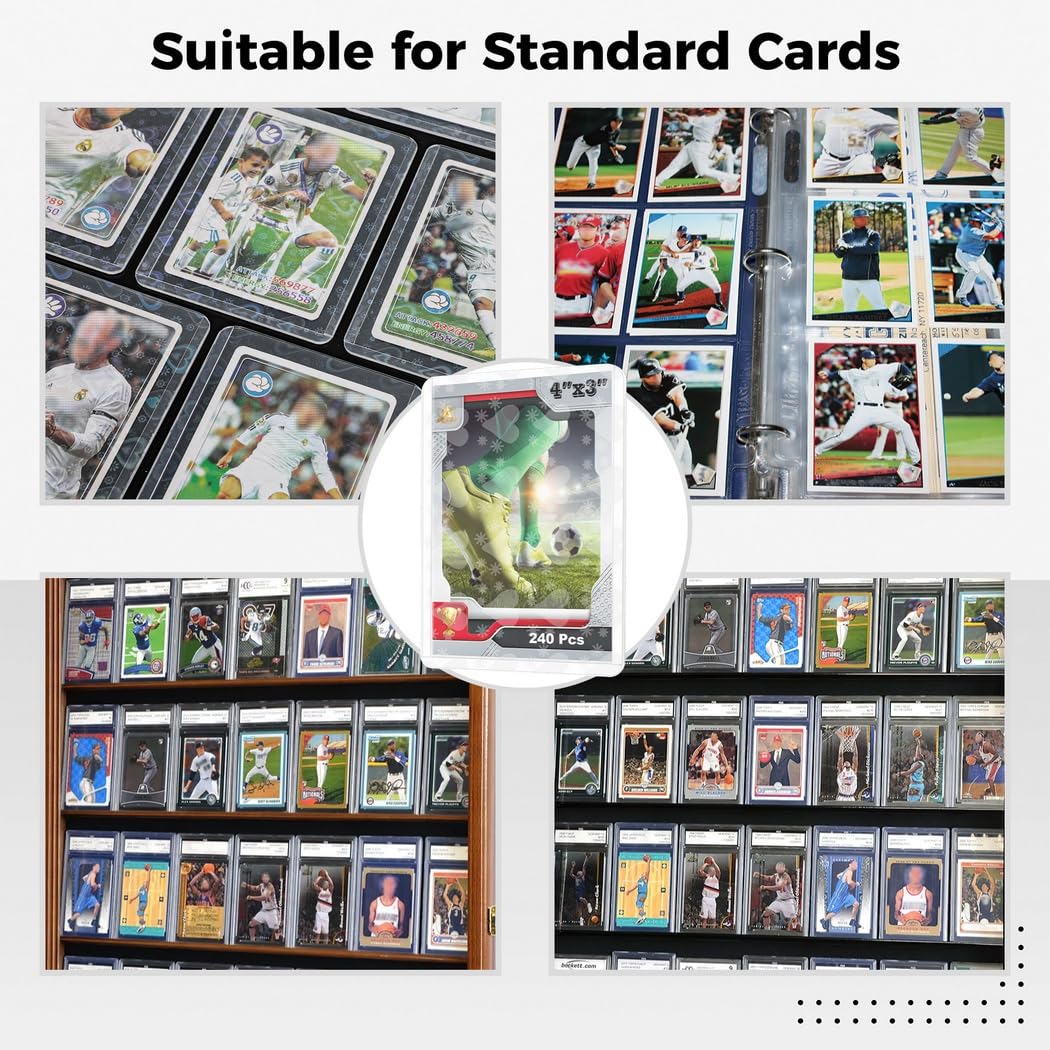 240 Stück transparente Kunststoff-Kartenhüllen, 3 x 4 Sammelkartenhalter, Schutzhüllen für Sport, Spiel und Sammelkarten
