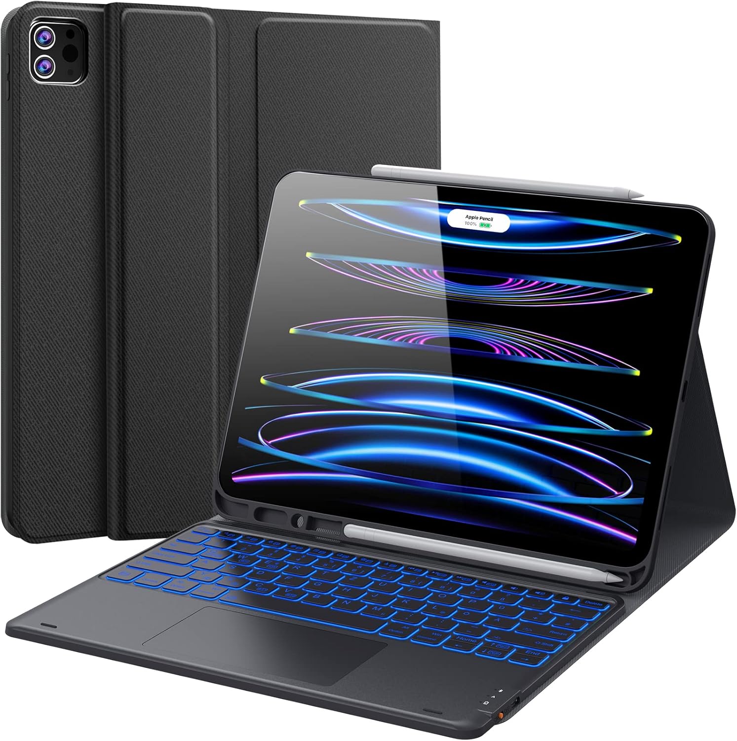 CHESONA Tastiera IPad Pro 13 2024 - BT, Trackpad, Retroilluminata, Staccabile - Foto 6