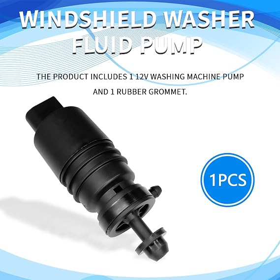 Windshield Wiper Pump Replacement, Windshield Washer Fluid Pump with Grommet for BMW, Mercedes-Benz, 67128362154, 67128377612, Standard Car Accessories Parts for Most Vehicles(Black)