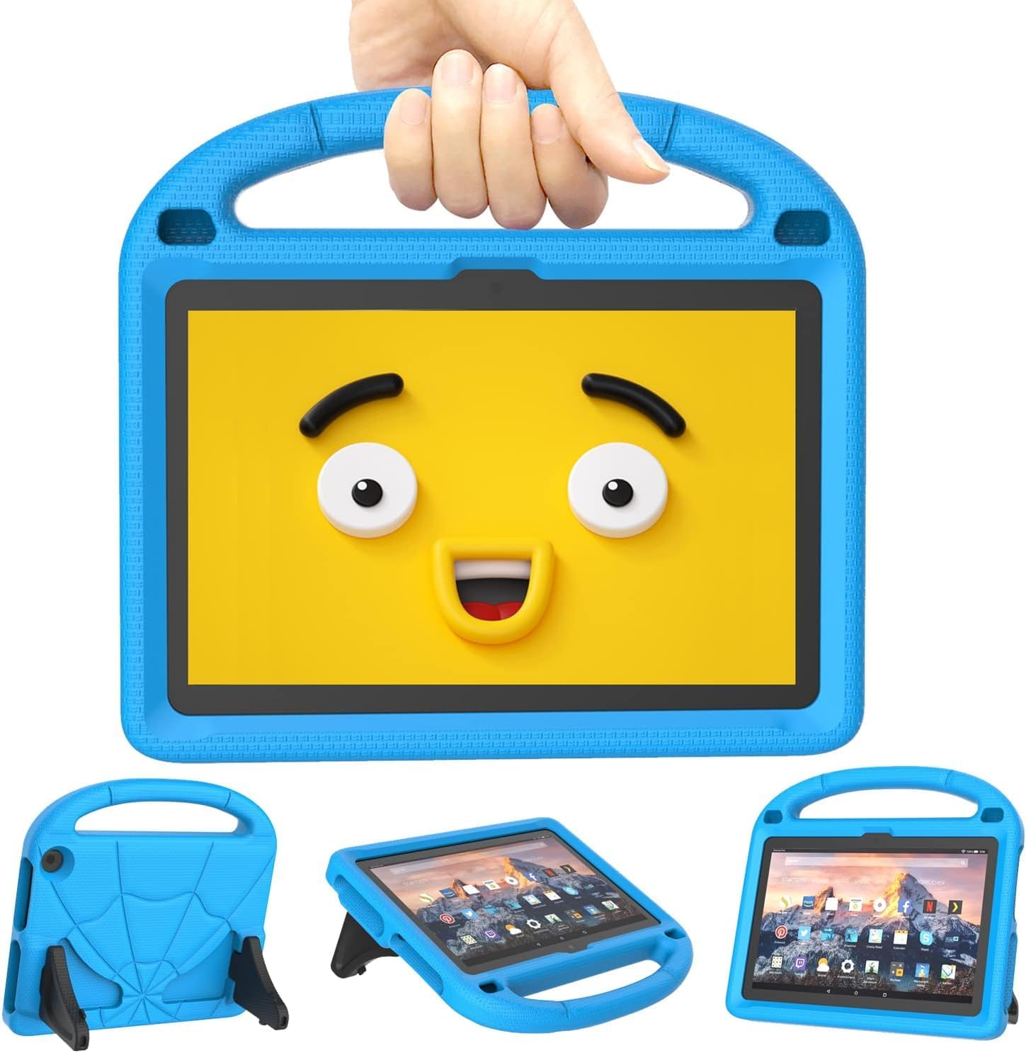 Fire HD 8 Tablet Case & HD 8 Plus Tablet Case for Kids (12/10th Gen, 2024/2022/2020 Release), Patamiyar Shockproof Handle StandCase for Fire HD 8 -Blue