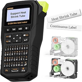 SUPVAN G15M Mini Portable Label Maker Machine with Heat Shrink Tube, Rechargeable 1200mAh Battery Thermal Transfer Printer, Compatible with Multi-Type Label, Home, Garage & Office
