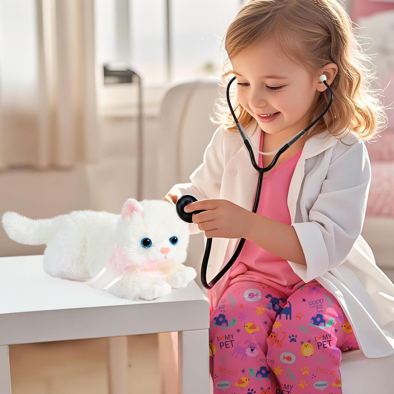 Latocos 10pcs Kids Veterinarian Costume Toddler Doctor Vet Kit Play Set Cat Coat for Boys Girls Halloween Dress Up Career Day