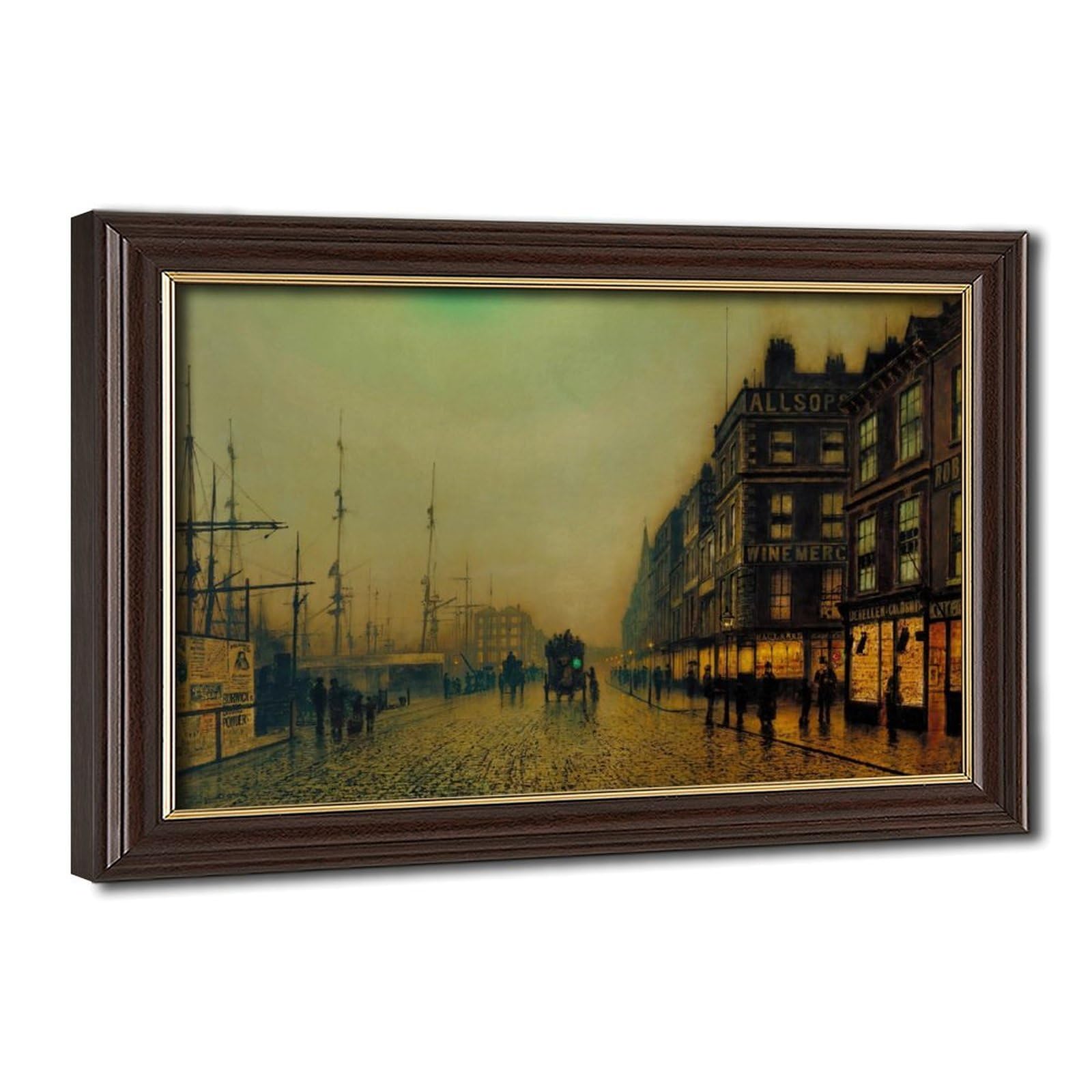 WCYB Liverpool Quay by Moonlight by John Atkinson Grimshaw Posters Prints Canvas Deco Paintings Wall Art Hangable Frame 24" L X 36" W