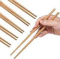 Vista 1 de 10 pares de palillos de bambú, reutilizables, naturales, saludables, de bambú de 9.8 pulgadas, estilo chino clásico para cocina, comedor, gourmet
