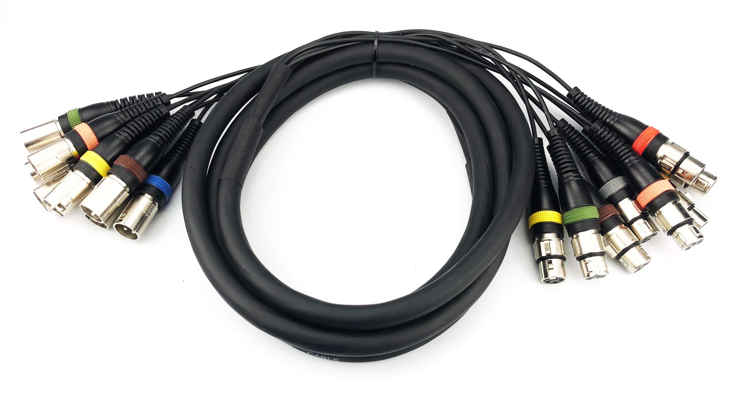 Audibax Cavi 8 x XLR Maschio a 8 x XLR Femmina - Lunghezza 10 Metri - Connettori OFC ad Alta Trasmissione del Segnale - Rivestiti in PVC - Massimo Isolamento - Diametro 6 mm - Colore Nero