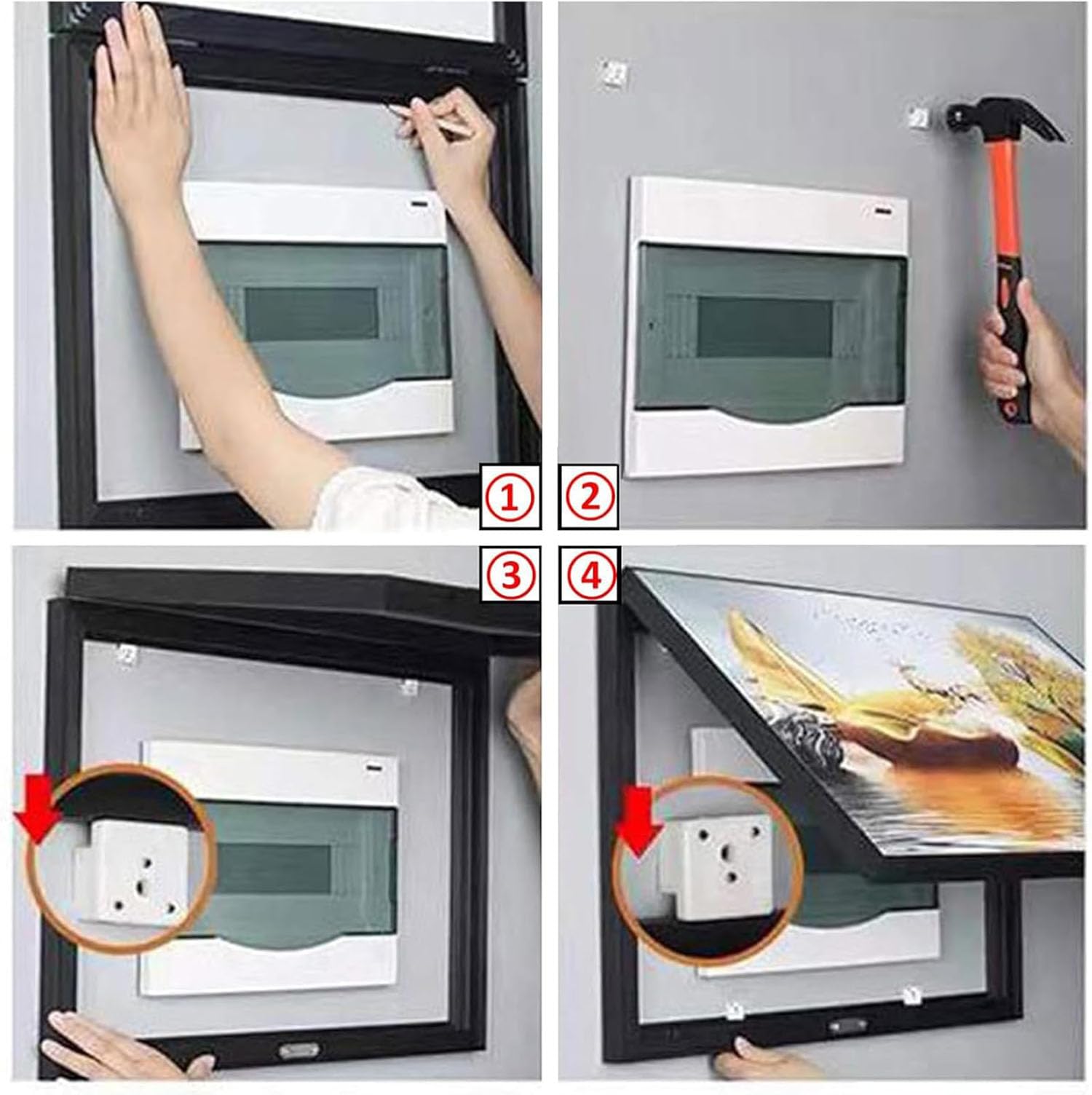 Coperchio della Scatola dei fusibili Decorativo PE Contatore Elettrico Decorativo, Quadro Elettrico for la casa, Dipinto a Parete, Copertura for Quadro Elettrico, 06,60X40cm(03,40X30cm)