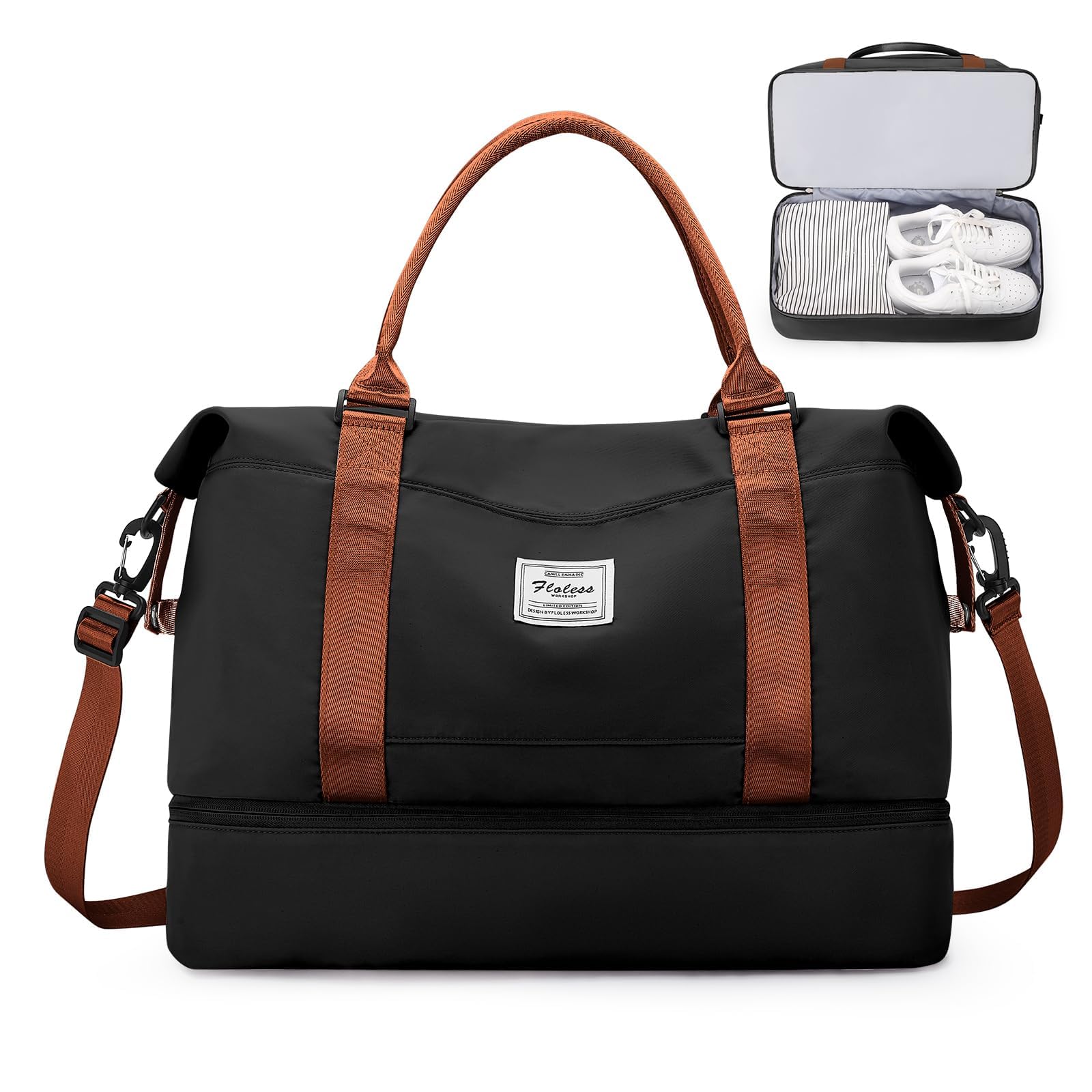 SEAFEW Bolsa de Viaje 40x20x25 para Ryanair,Impermeable Bolsa de Deporte para Gimnasio,Bolsa de Mano Equipaje de Fin de Semana 40x30x20 para Mujer,Bolso de Natación para Playa,D15-Gris Claro — view 67