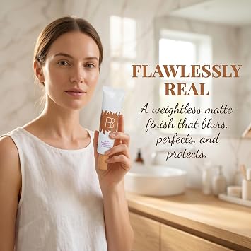 BB blur tinted moisturizer Broad Spectrum SPF 30 Medium Buildable Coverage with Natural Lightweight Matte Finish, Vegan & Cruelty Free