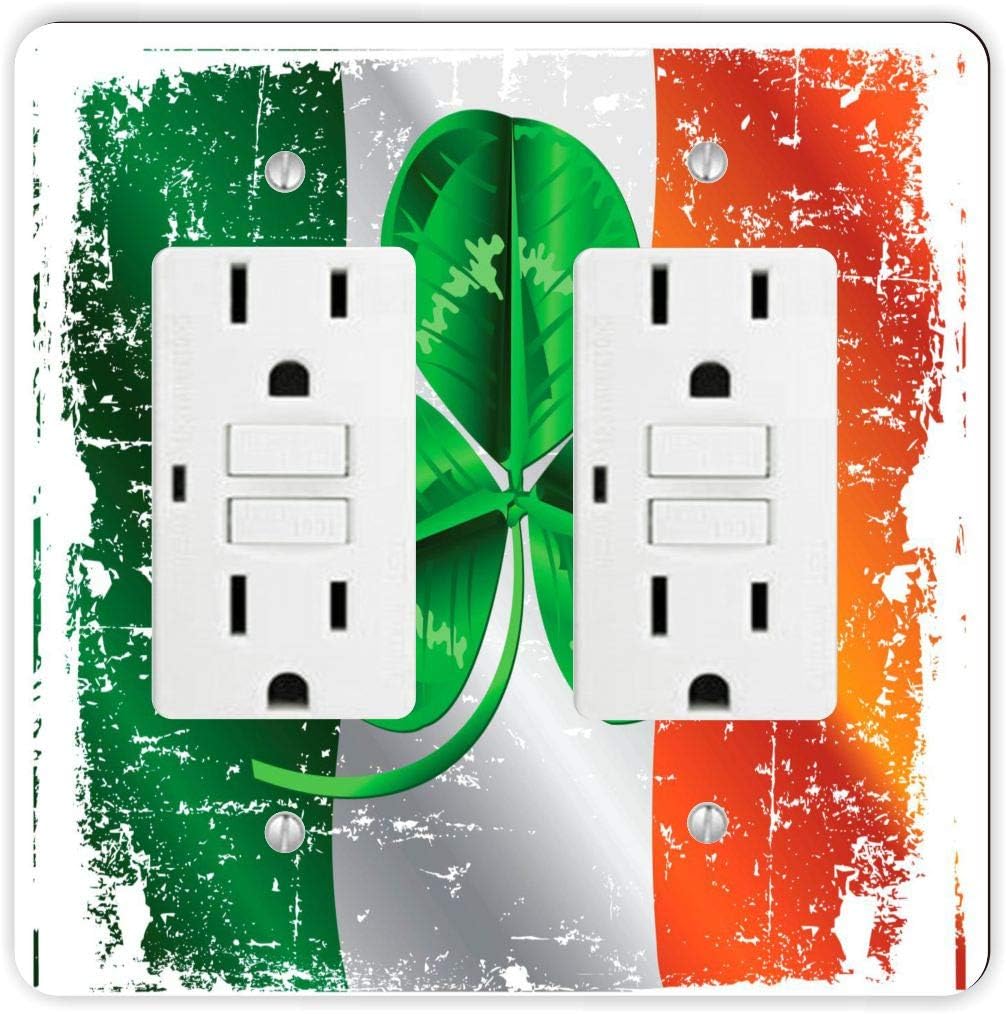 Irish Flag with Shamrock -Light Switch Plate Cover - Double GFI Double Rocker - Two Gang Switch Plate Cover Switch Plate Cover