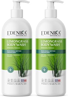 Lemongrass Body Wash with Vitamin E, Cleanses, Refreshes & Invigorates, Shower Gel for Dry and Sensitive Skin, Women & Men, Organic & Natural, 16 fl oz, 2-Pack